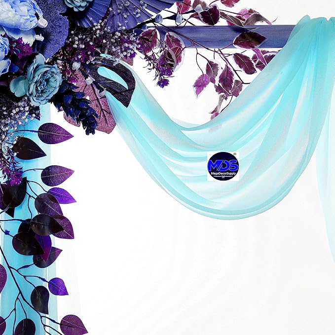 MDS Halloween Chiffon Draping Fabric - 2 Panel, 30" Wide x 40ft Long - Sheer Spooky Arbor & Canopy Drapery for Haunted House Backdrops, Party Ceilings, DIY Costumes & Themed Events - Teal