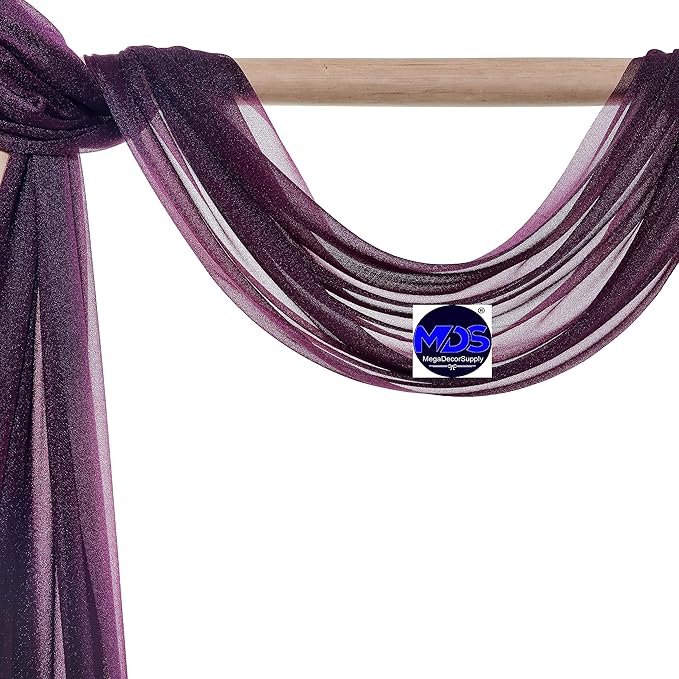MDS Halloween Chiffon Draping Fabric - 2 Panel, 30" Wide x 50ft Long - Sheer Spooky Arbor & Canopy Drapery for Haunted House Backdrops, Party Ceilings, DIY Costumes & Themed Events - Eggplant