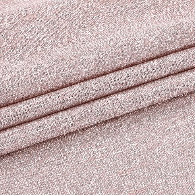 Vision Home Pink Pinch Pleated Semi Sheer Curtains for Girls Bedroom Living Room Textured Light Filtering Window Curtains 112 inch Rayon Blended Pinch Pleat Pink Drapes with Hooks 2 Panels 40"Wx112"L