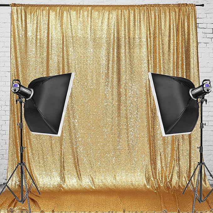 Eternal Beauty Gold Sequin Backdrop, 10x10 Ft Glitter Background Curtains for Shimmer Photography Party Wedding Birthday Back Drop Decor