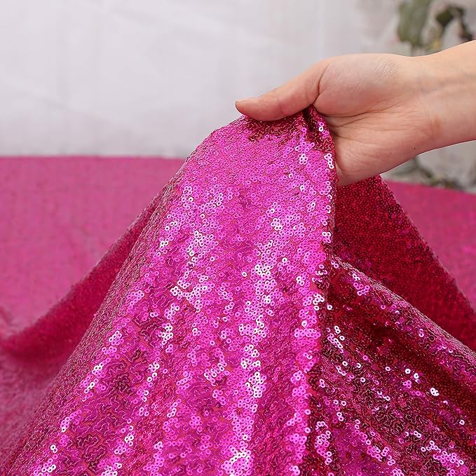 Poise3EHome Hot Pink Sequin Backdrop Curtains,4 Panels 2FTx8FT Glitter Background for Party Birthday Party Baby Shower Wedding Christmas Thanksgiving Halloween Holiday Festival Decor