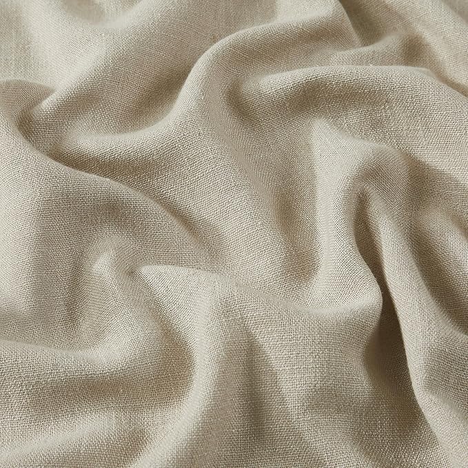 Vision Home Sand Pinch Pleated Semi Sheer Curtains Textured Linen Blended Light Filtering Window Curtains 90 inch for Living Room Bedroom Patio Pinch Pleat Drapes with Hooks 1 Panel 60" Wx90 L
