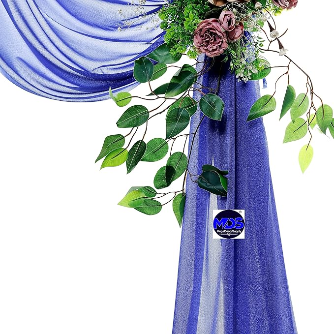 MDS Halloween Chiffon Draping Fabric - 2 Panel, 30" Wide x 75ft Long - Sheer Spooky Arbor & Canopy Drapery for Haunted House Backdrops, Party Ceilings, DIY Costumes & Themed Events - Royal Blue