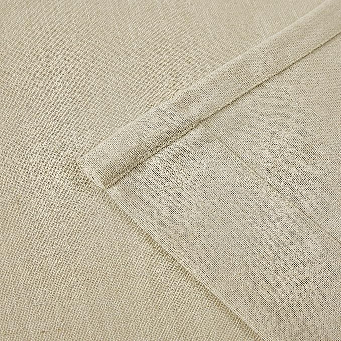 Vision Home Sand Pinch Pleated Semi Sheer Curtains Textured Linen Blended Light Filtering Window Curtains 120 inch for Living Room Bedroom Patio Pinch Pleat Drapes with Hooks 10FT 60" Wx120 Lx1