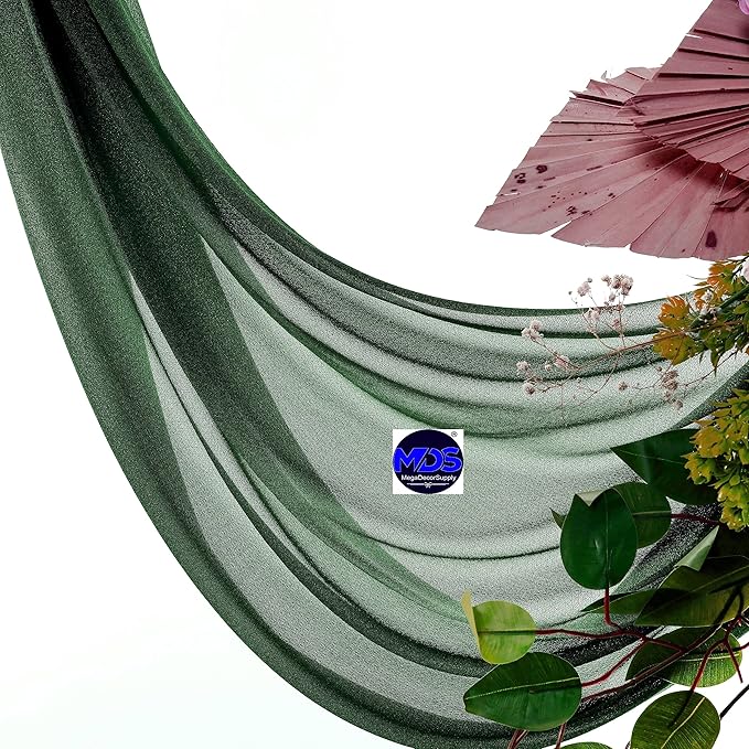 MDS Halloween Chiffon Draping Fabric - 2 Panel, 30" Wide x 75ft Long - Sheer Spooky Arbor & Canopy Drapery for Haunted House Backdrops, Party Ceilings, DIY Costumes & Themed Events - Hunter Green
