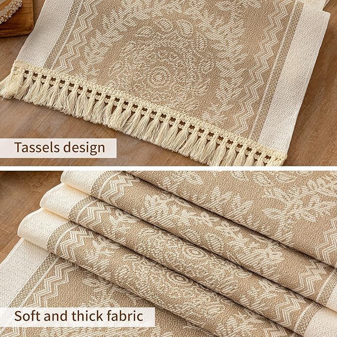 Table Runner 48 Inches Long,Waterproof Boho Table Runner with Tassel Fringe,Table Runners for Party Coffee Table