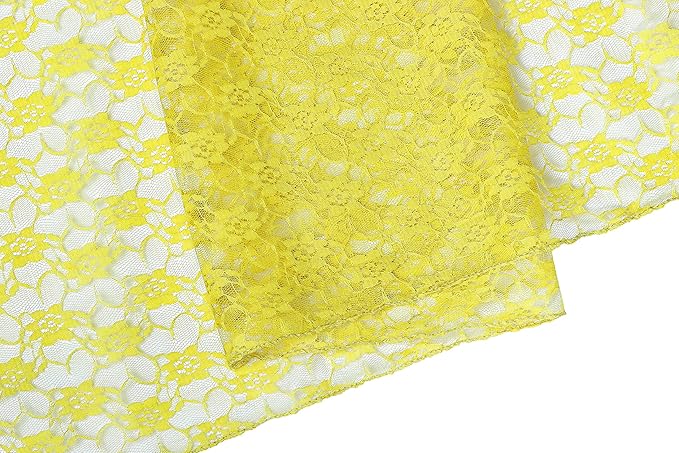 MDS Pack of 15 Wedding 12 x 108 inches Lace Table Runner for Wedding, Decorations for Birthday Parties, Banquets, Graduations, Engagements, and Runners fit Rectangle, Round Table- Yellow