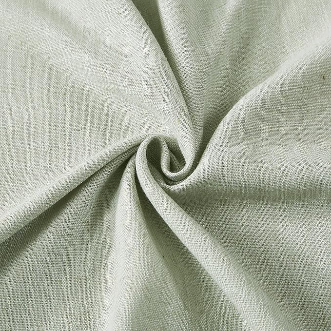 Vision Home Soft Green Pinch Pleated Semi Sheer Curtains Textured Linen Blended Light Filtering Window Curtains 120 inch for Living Room Bedroom Pinch Pleat Drapes with Hooks 10ft 2 Panels 40"Wx120"L