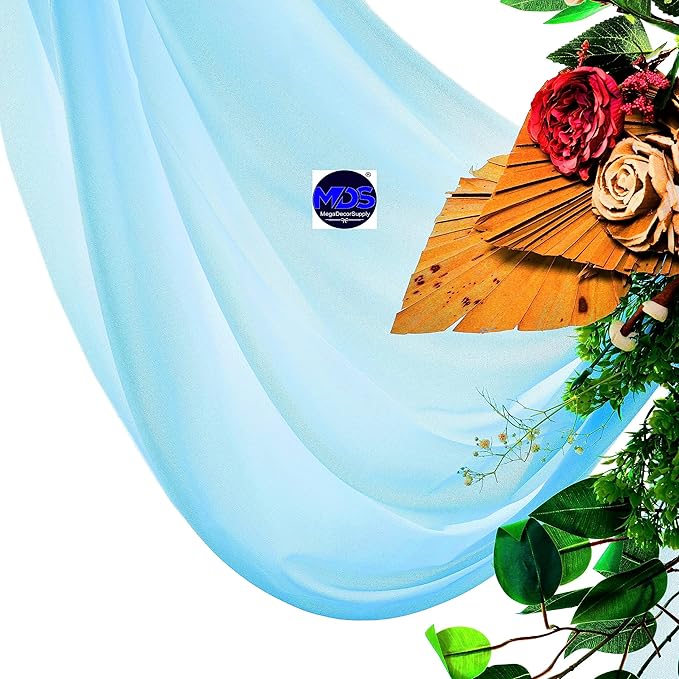 MDS Halloween Chiffon Draping Fabric - 2 Panel, 30" Wide x 50ft Long - Sheer Spooky Arbor & Canopy Drapery for Haunted House Backdrops, Party Ceilings, DIY Costumes & Themed Events - Turquoise
