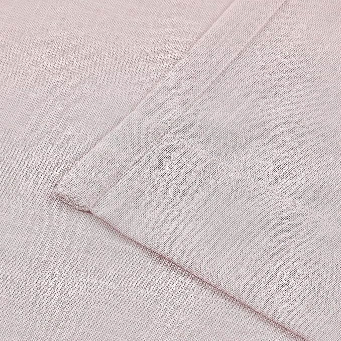 Vision Home Soft Pink Pinch Pleated Semi Sheer Curtains Textured Linen Blended Light Filtering Window Curtains 63 inch for Living Room Bedroom Pinch Pleat Drapes with Hooks 2 Panels 40" Wx63 L