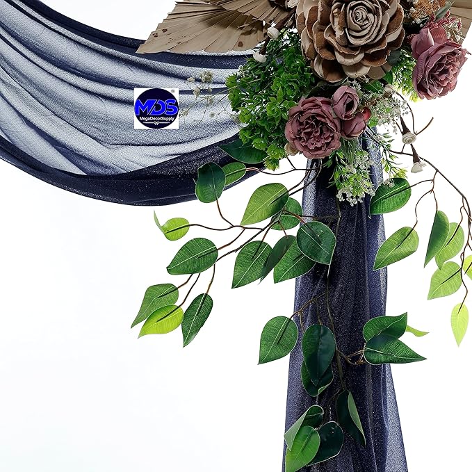 MDS Halloween Chiffon Draping Fabric - 2 Panel, 30" Wide x 50ft Long - Sheer Spooky Arbor & Canopy Drapery for Haunted House Backdrops, Party Ceilings, DIY Costumes & Themed Events - Navy Blue