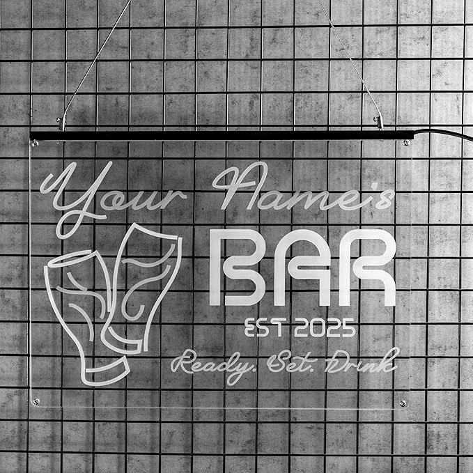 Custom Bar Neon Sign Personalized LED Signs for Man Cave Cool Home Bar Lighted Acrylic Table for Men Lounge Workshop Garage Poker Billiards Tavern Wall Decor Gifts
