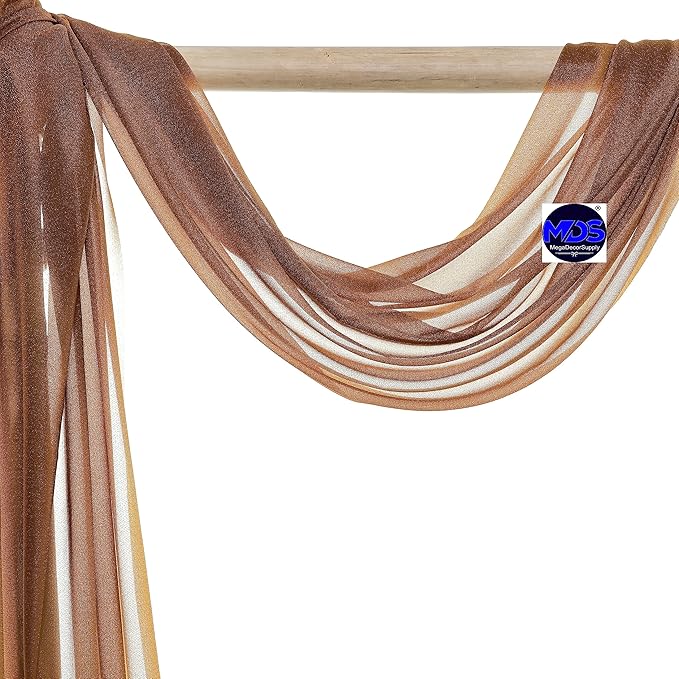 MDS Halloween Chiffon Draping Fabric - 1 Panel, 30" Wide x 40ft Long - Sheer Spooky Arbor & Canopy Drapery for Haunted House Backdrops, Party Ceilings, DIY Costumes & Themed Events - Mocha
