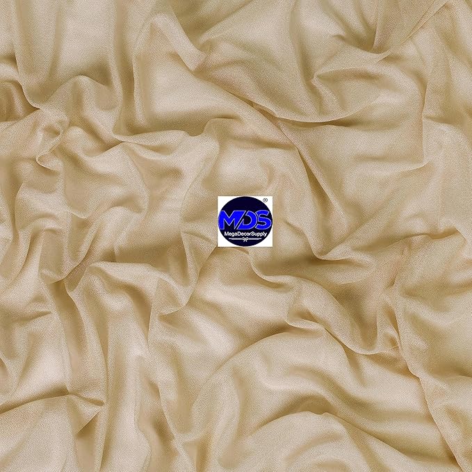 MDS Halloween Chiffon Draping Fabric - 1 Panel, 30" Wide x 75ft Long - Sheer Spooky Arbor & Canopy Drapery for Haunted House Backdrops, Party Ceilings, DIY Costumes & Themed Events - Champagne Gold
